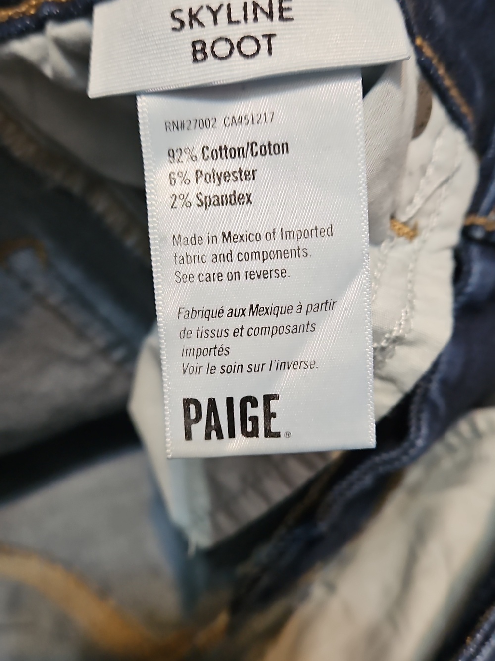 PAIGE Skyline Boot Dark Blue Mid-Rise Boot Cut Jeans - Picture 10 of 10